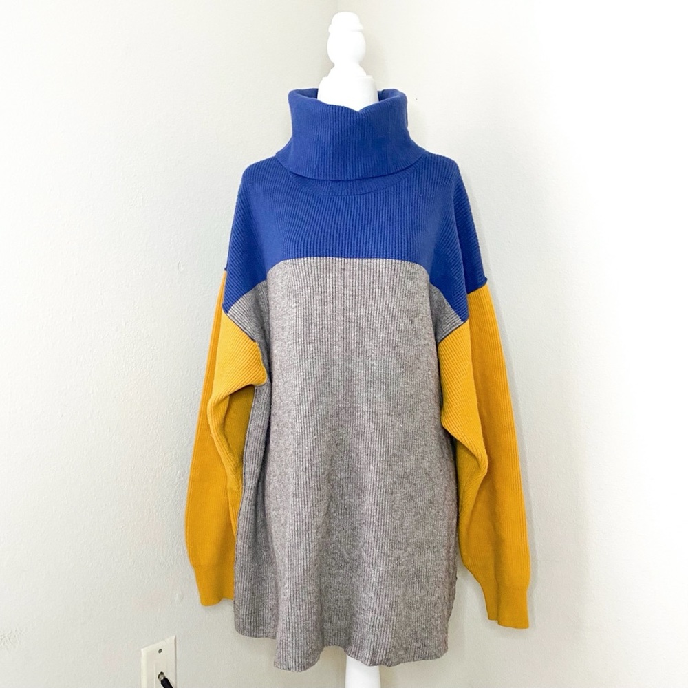 free people - softly structured tunic sweater ottoman slouchy colorblock